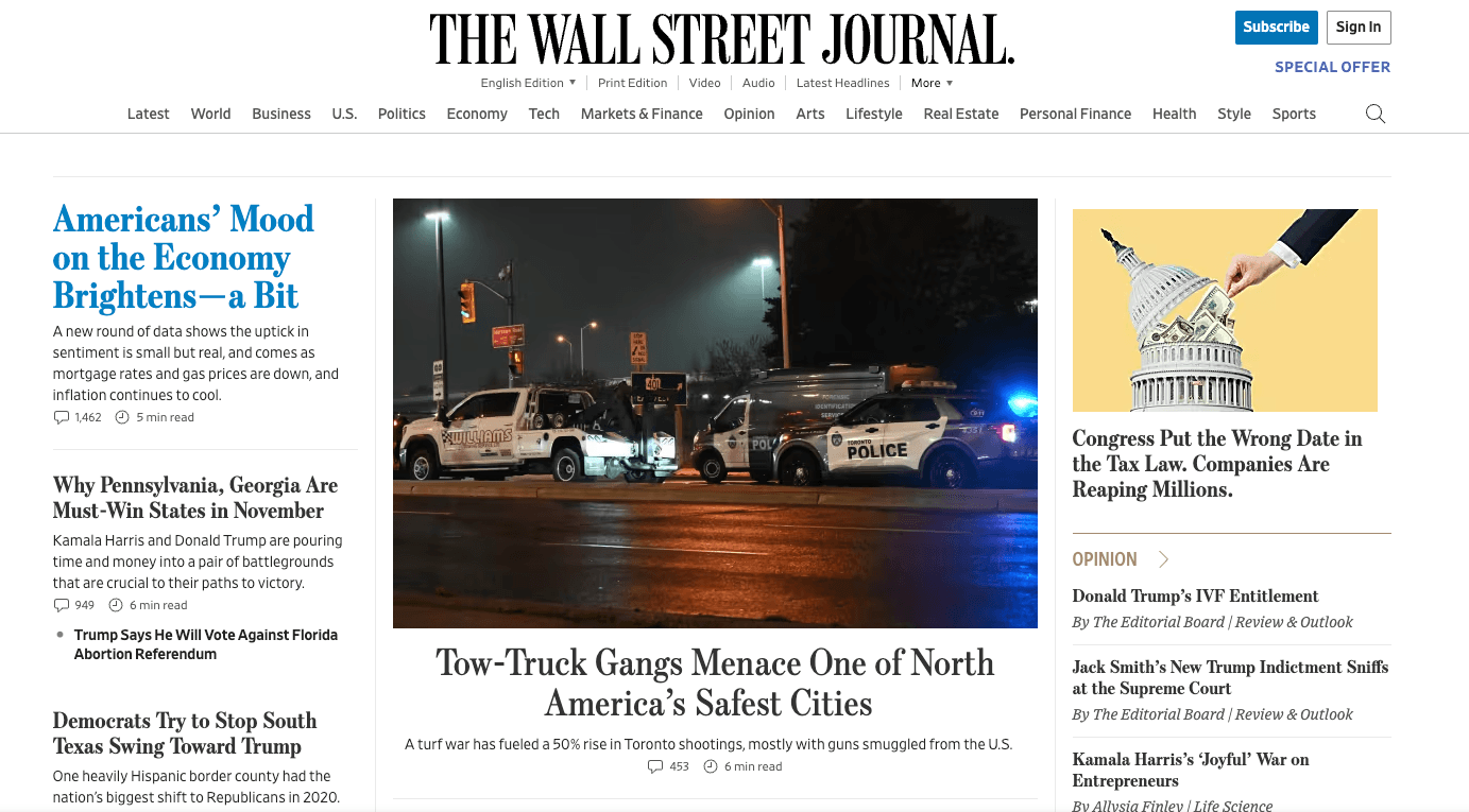 Picture of the wall street journal article