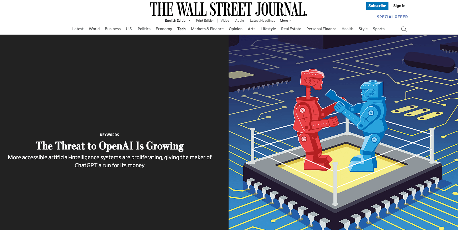 Picture of the wall street journal article